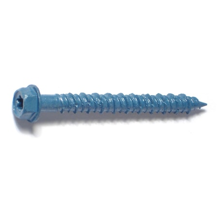 Torquemaster Masonry Screw, 1/4" Dia., Hex, 2 1/4 in L, Steel Blue Ruspert, 100 PK 54268